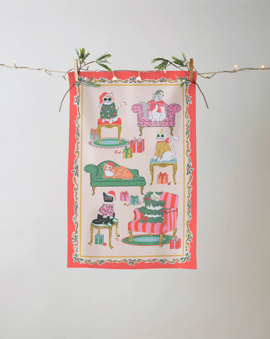 Ulster Weavers Christmas Cool Cats Cotton Tea Towel