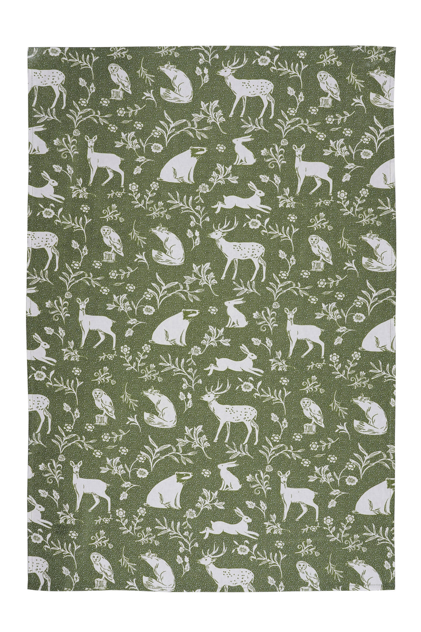 Ulster Weavers Forest Friends Sage Cotton Tea Towel Pk2