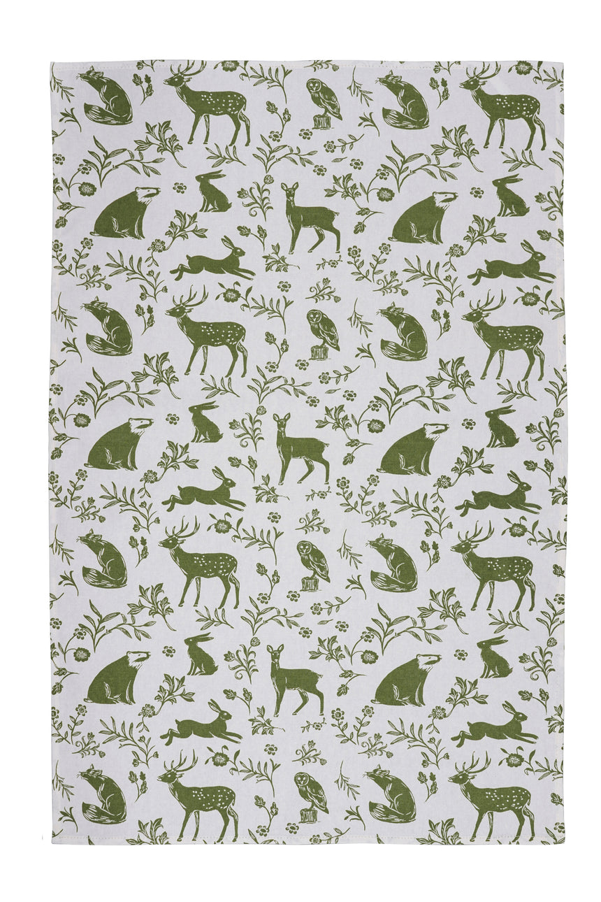Ulster Weavers Forest Friends Sage Cotton Tea Towel Pk2