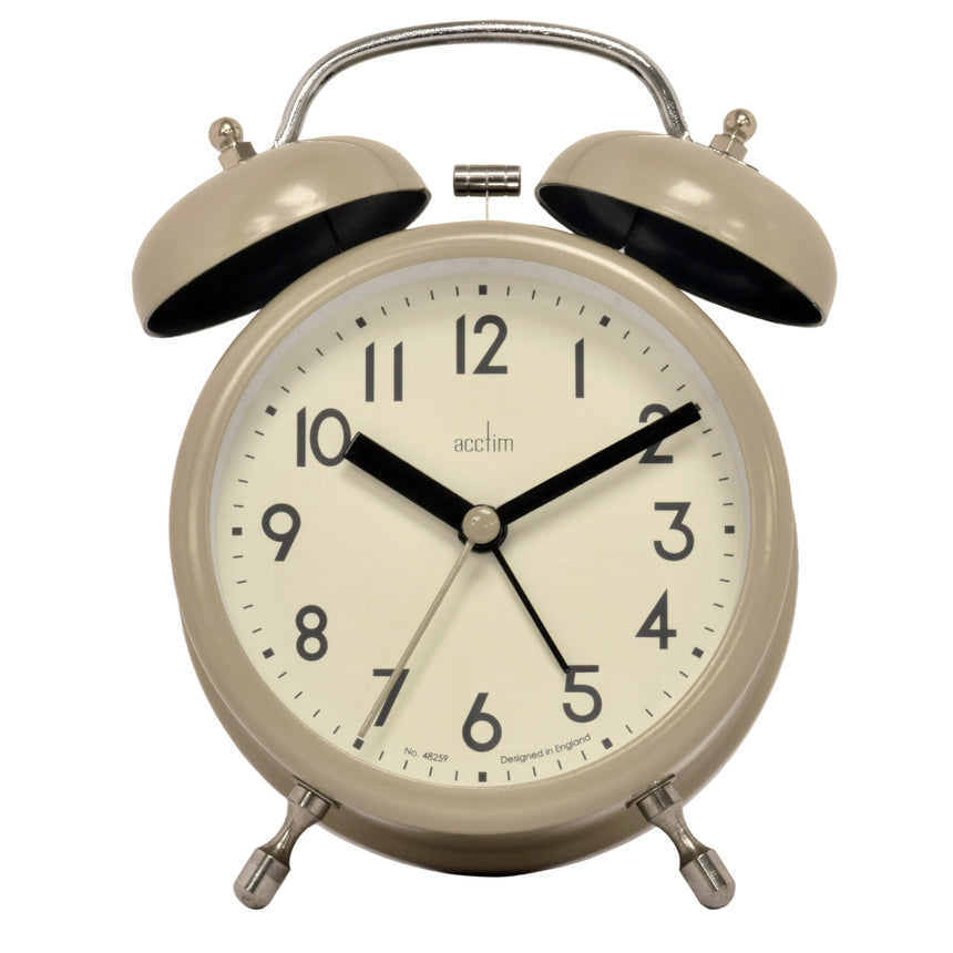 Acctim Hardwick Taupe Double bell alarm clock