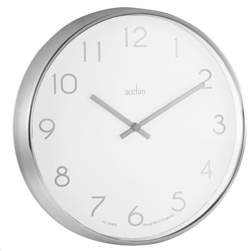 Acctim Elma 25cm Chrome plastic wall clock in White