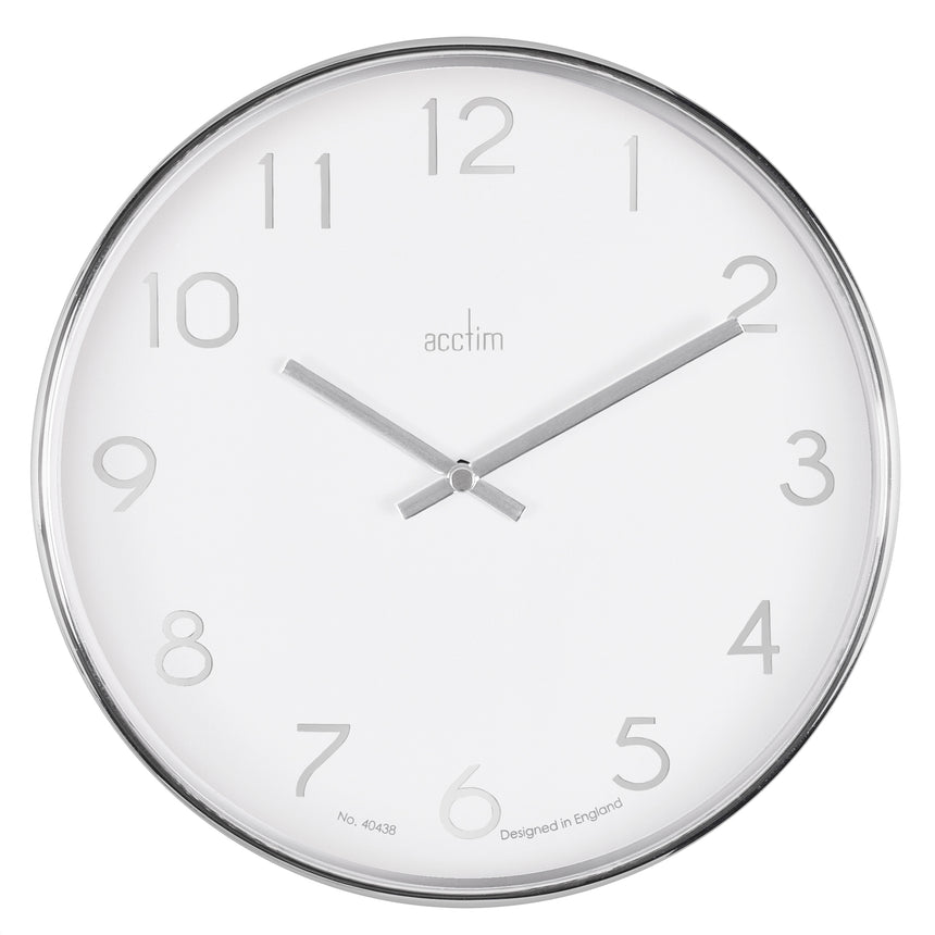 Acctim Elma 25cm Chrome plastic wall clock in White