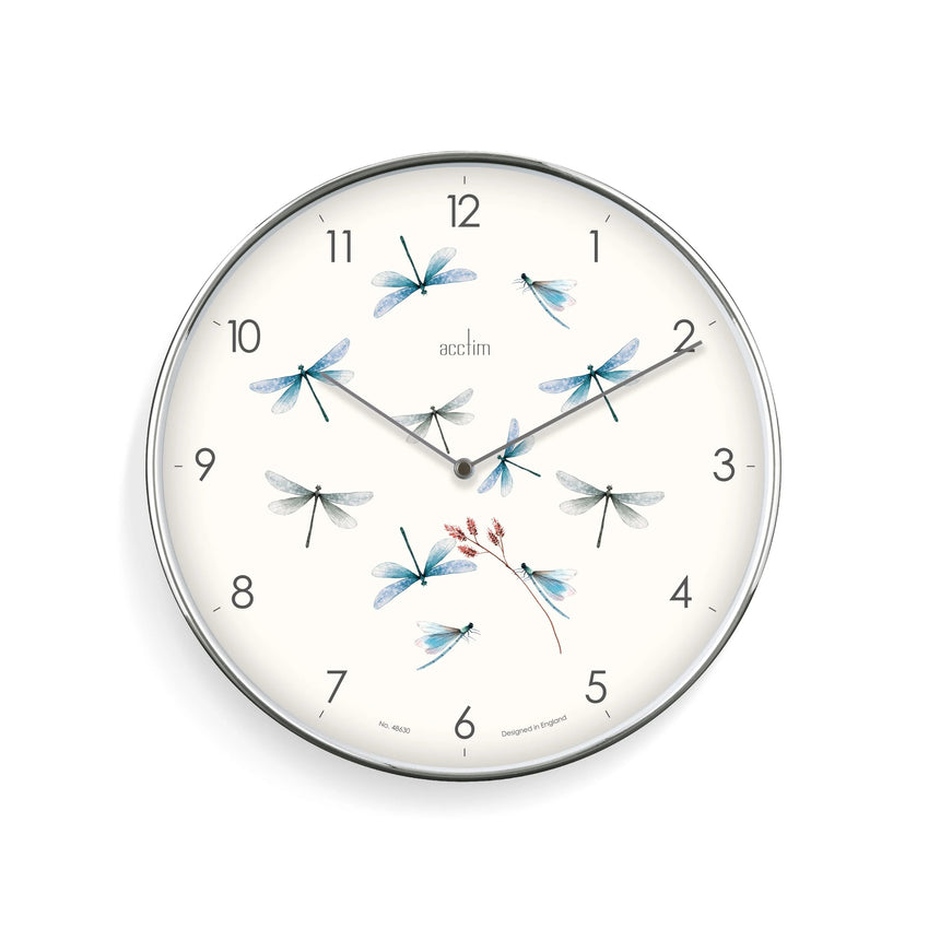 Acctim Society Dragonfly with Flowers 30cm wall clock
