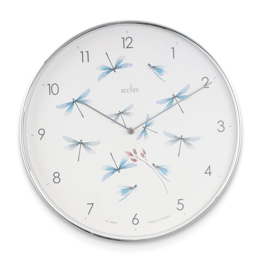 Acctim Society Dragonfly with Flowers 30cm wall clock