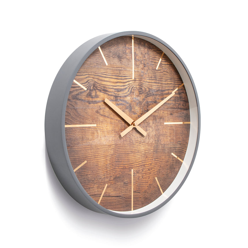 Acctim Hancock 40cm wall clock in Grey/Oak