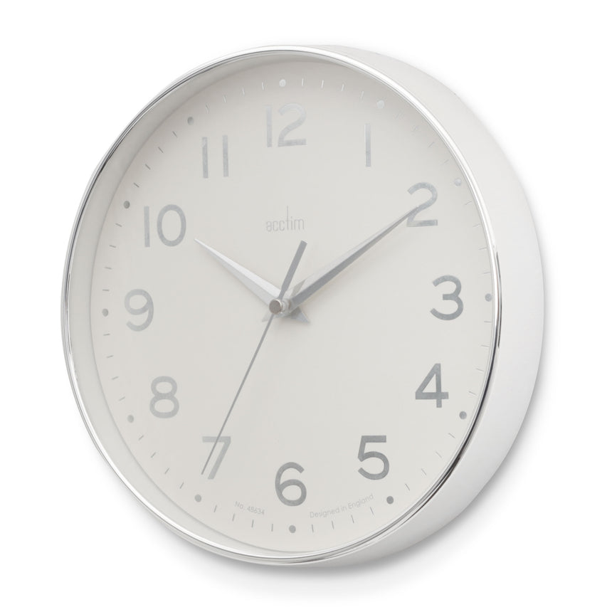 Acctim Rand 20cm wall clock Chrome/White