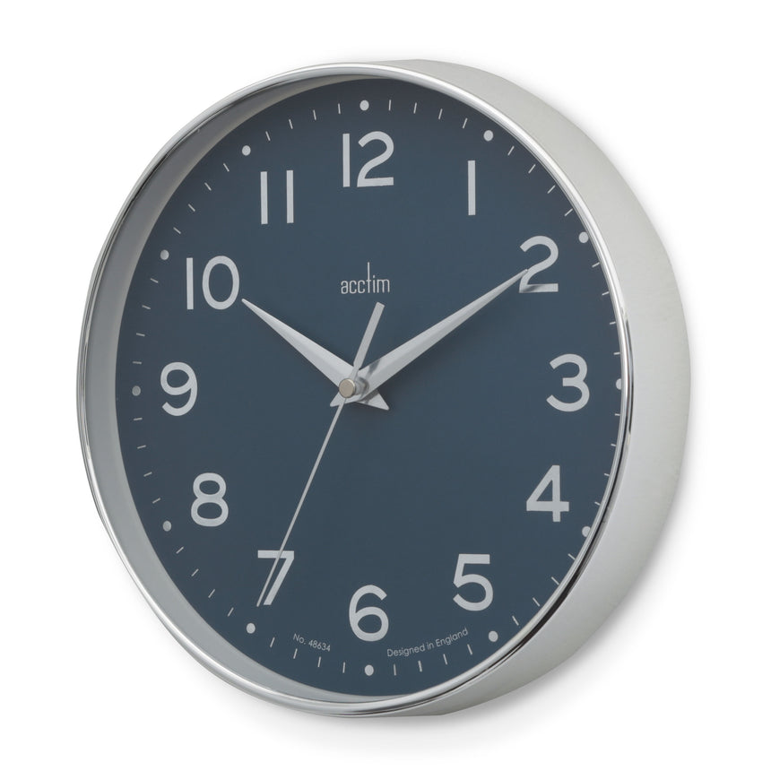 Acctim Rand 20cm wall clock Chrome/Blue