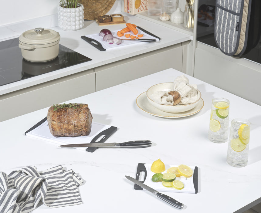 Salter 3pc Plastic Chopping Board Set – Black/White