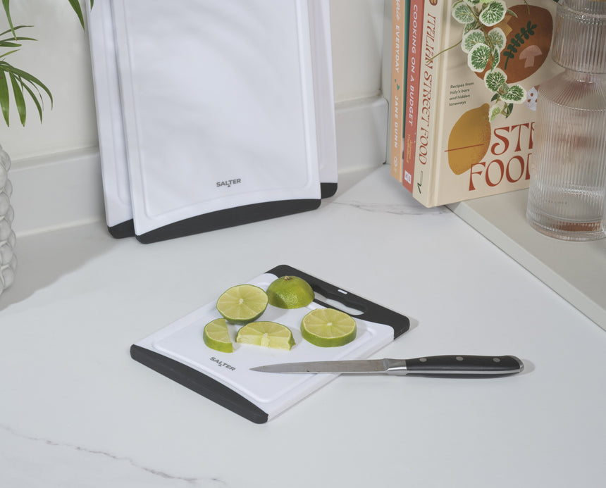Salter 3pc Plastic Chopping Board Set – Black/White