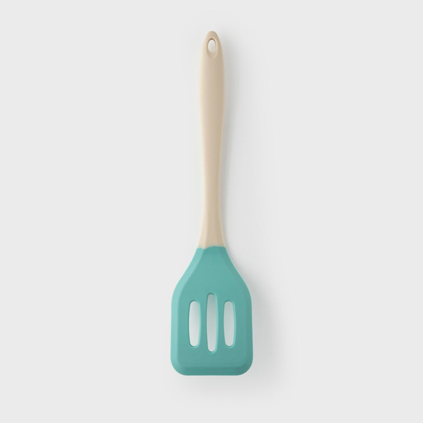 Taylors Silicone Slotted Turner 28cm - Buttermilk/Turquoise