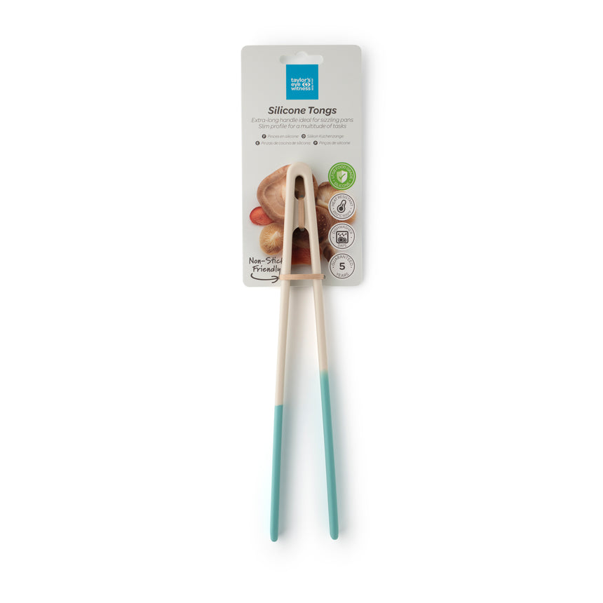 Taylors Silicone Tongs 29cm - Buttermilk/Turquoise