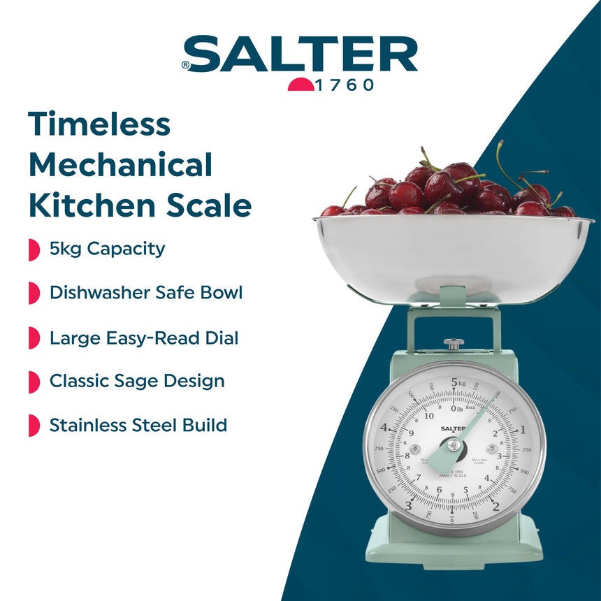 Salter Timeless Mechanical Kitchen Scale Sage SA00562S