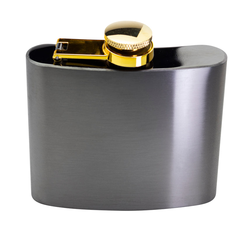 Taylors Black Titanium with Brass Lid Hip Flask 140ml / 5oz.