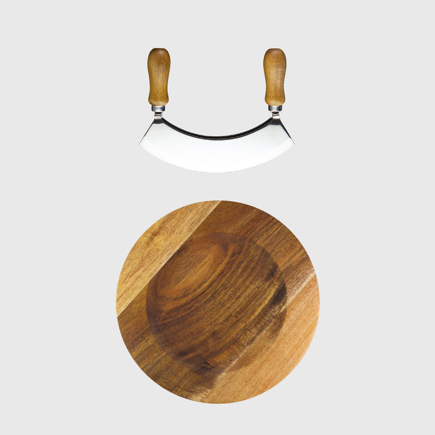 Taylors Mezzaluna & Acacia Wood Round Board - XCT57AC