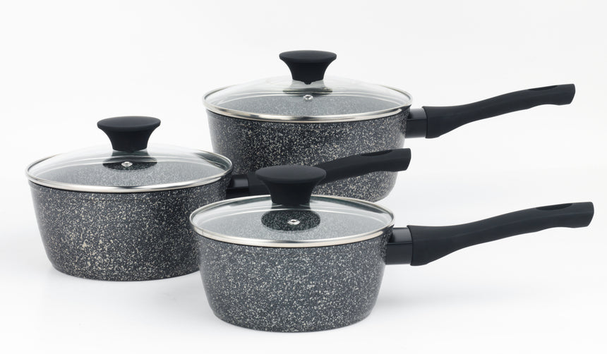 Salter Megastone 3 Piece Saucepan Set