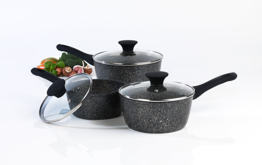 Salter Megastone 3 Piece Saucepan Set