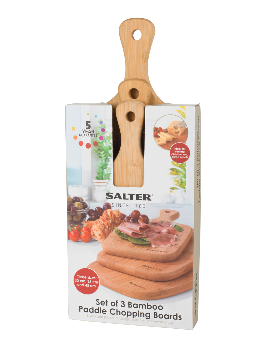 Salter 3 Piece Bamboo Paddle Chopping Board Set BW067322