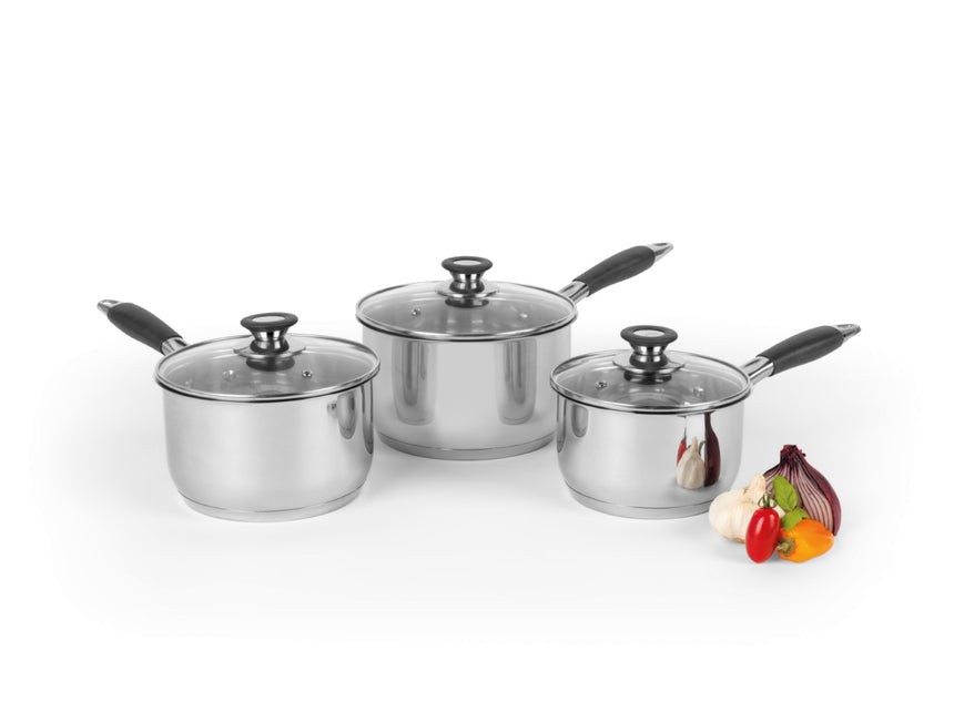 Salter Stainless Steel 3 Piece Saucepan Set
