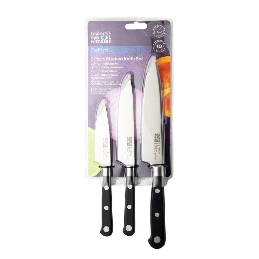 Taylors Oxford Stainless Steel Rivets 3pc Knife Set