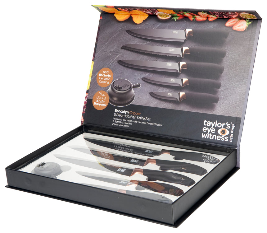 Taylors 5pc Brooklyn Pres Box Knife Set - Copper Bolster