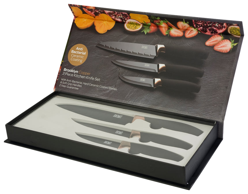 Taylors 3pc Brooklyn Pres Box Knife Set - Copper Bolster