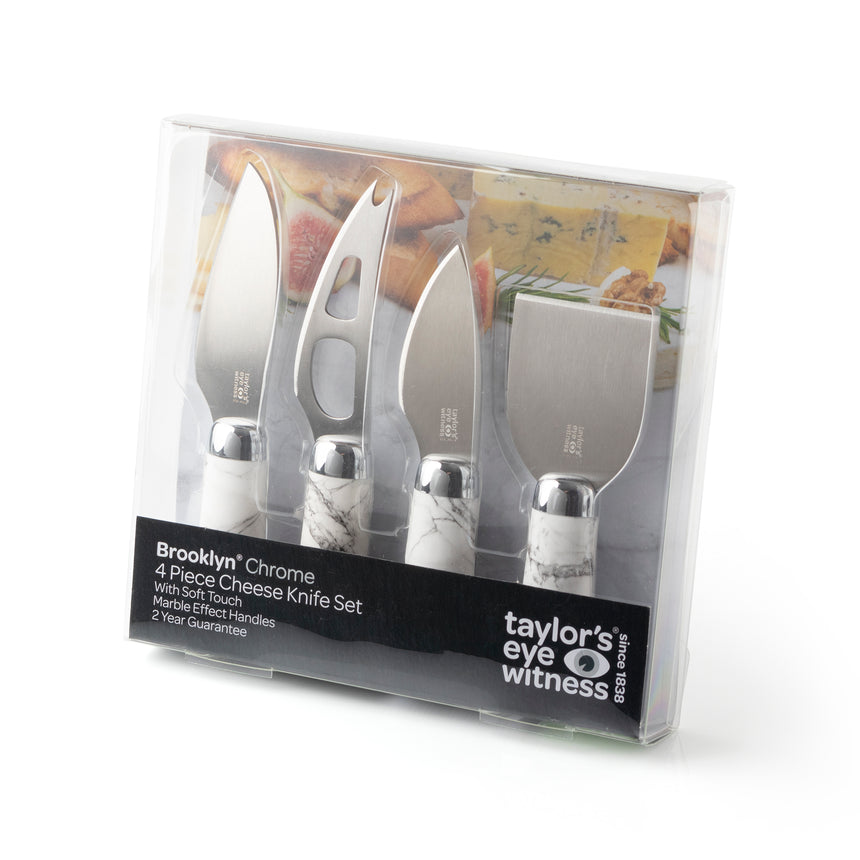 Taylors Brooklyn Chrome Marble 4pc Cheese Knife Set