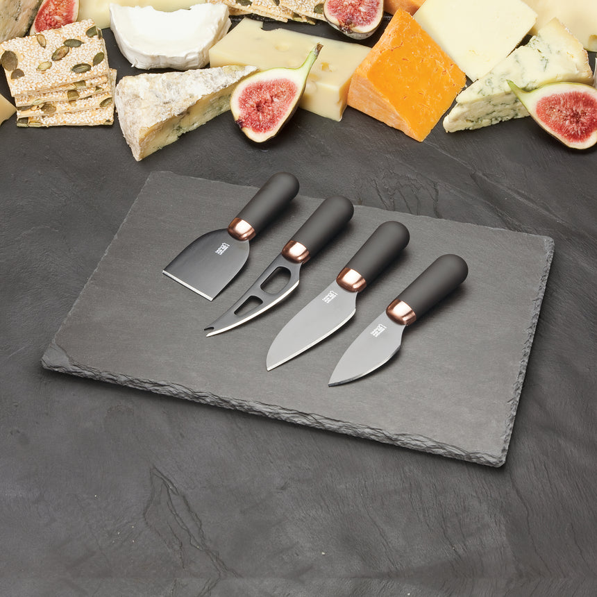 Taylors Brooklyn Copper 4pc Cheese Knife & Slate Board Set