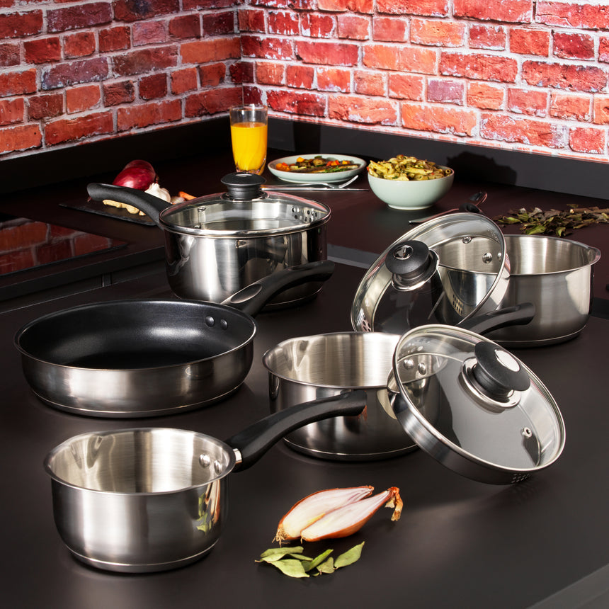 Russell Hobbs Stainless Steel Easy Strain 5pc Pan Set