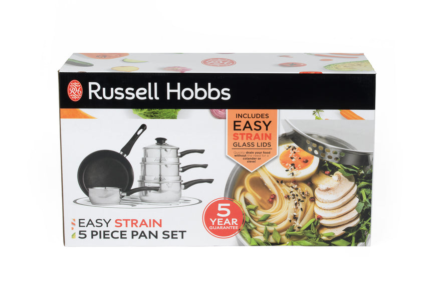 Russell Hobbs Stainless Steel Easy Strain 5pc Pan Set