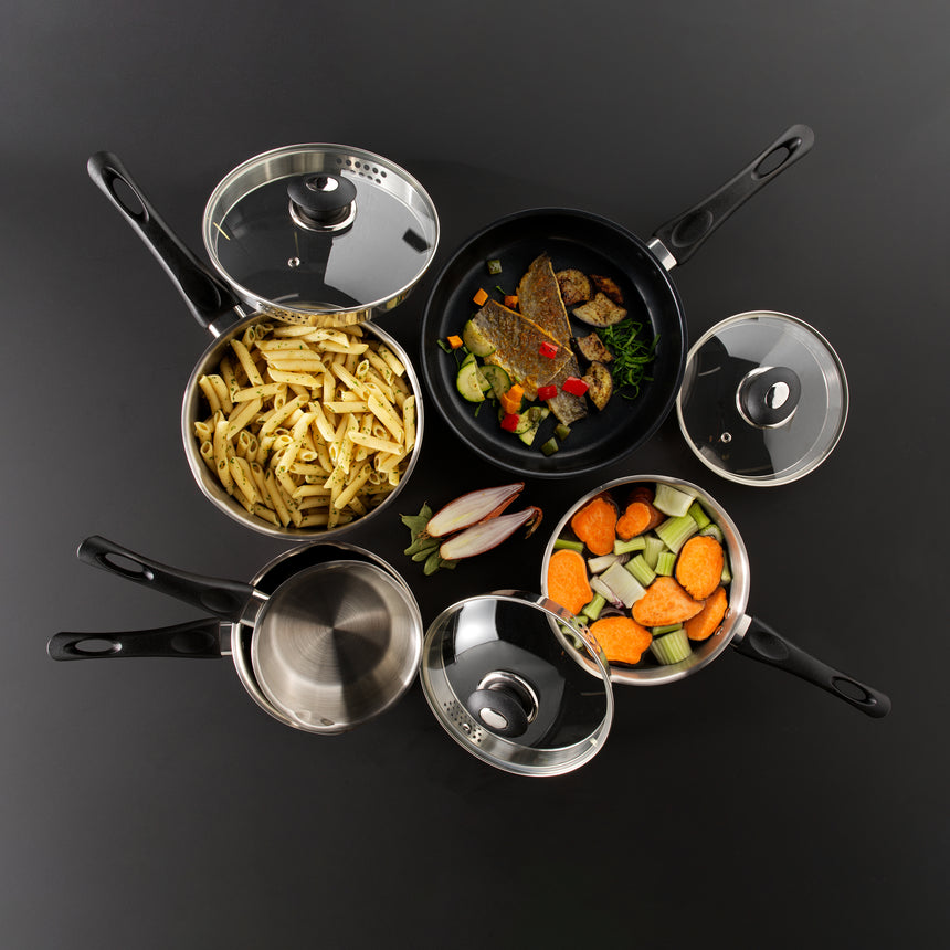 Russell Hobbs Stainless Steel Easy Strain 5pc Pan Set