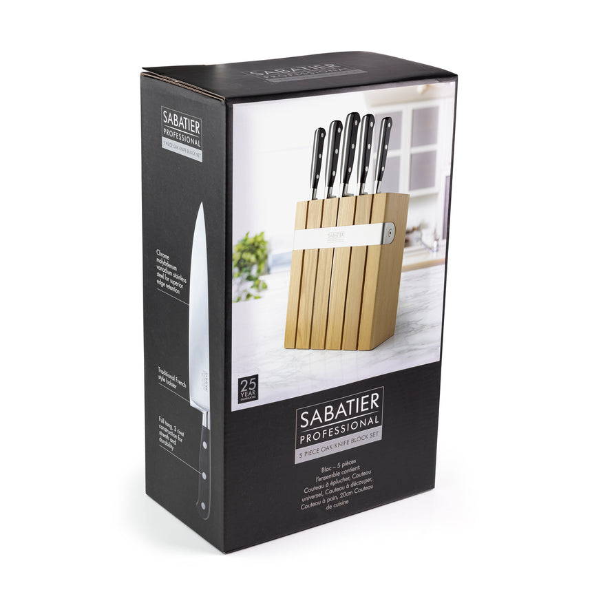 Sabatier Professional 5pc Oak Knife Block Set