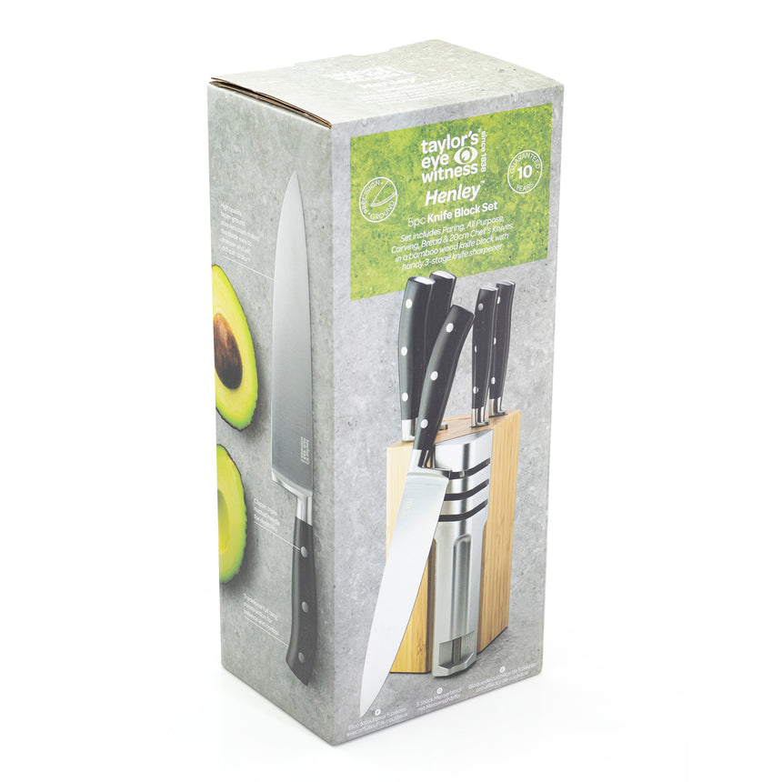 Taylors Henley 5pc Bamboo Block Set with 3-Stage Sharpener