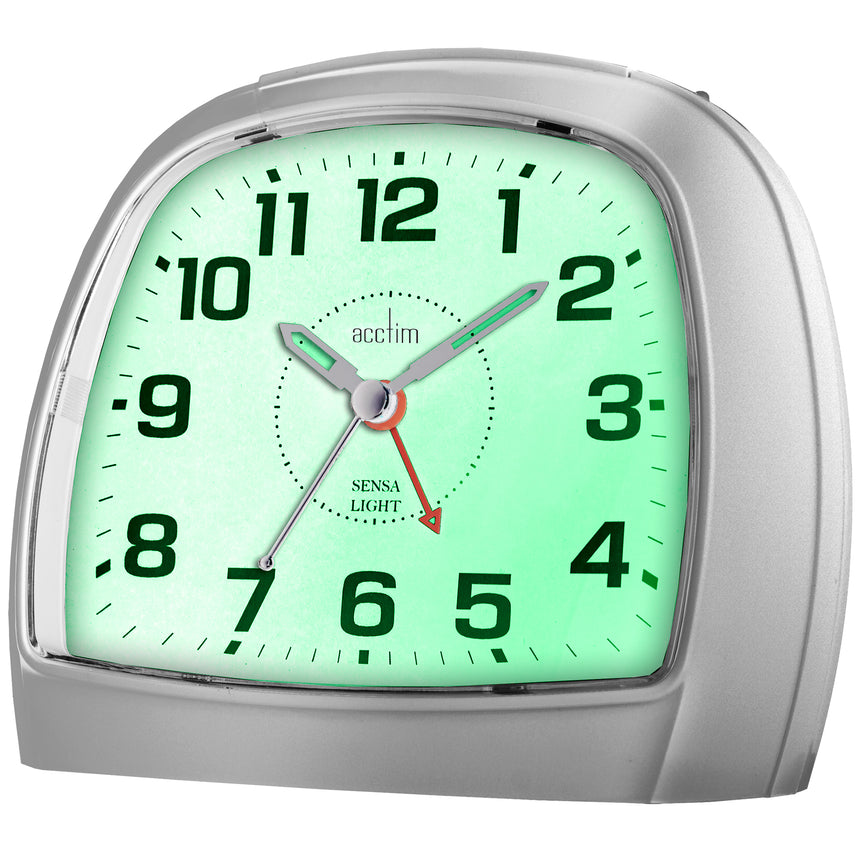 Acctim Sensa-Light Three sweep alarm clock in silver