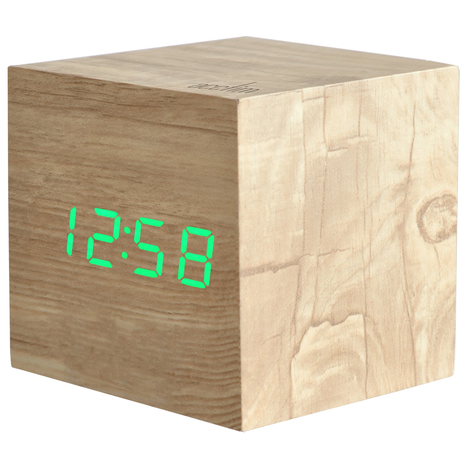 Acctim Ark Cube LED Alarm clock in Ash wood
