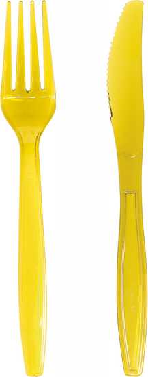 Duni Cutlery Packs - BBQ Yellow Line - 20PK