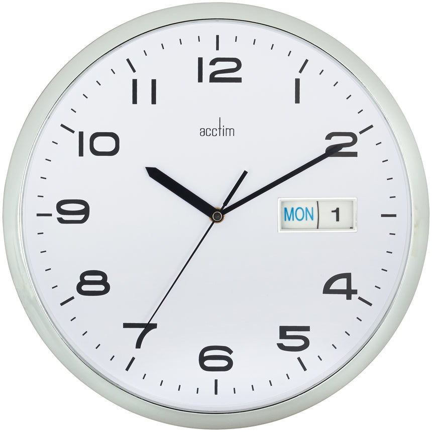 Acctim Supervisor 32cm Chrome dial day/date wall clock