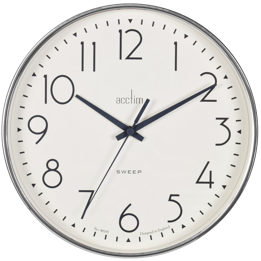 Acctim Earl 25cm Sweep wall clock in Chrome