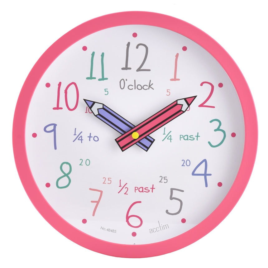 Acctim Alma 26cm Pink Time Teaching Wall Clock