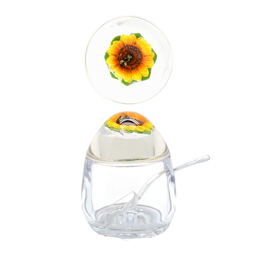 Acrylic Jam Pot with Honey Bee Sunflower Lid