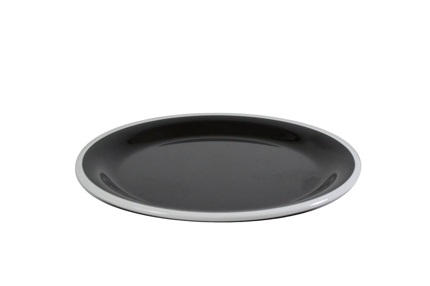 Jab Vintage Black/White Rim Enamel Look Plate 25cm