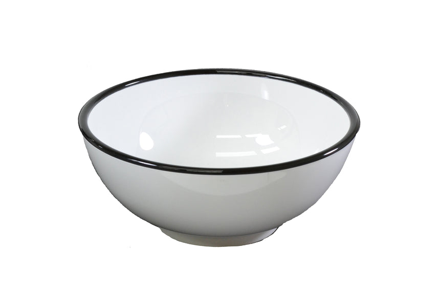 Jab Vintage White/Black Rim Enamel Look Bowl 15cm