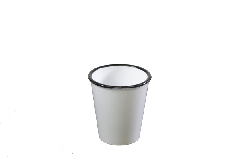 Jab Vintage White/Black Rim Enamel Look Tumbler 300ml