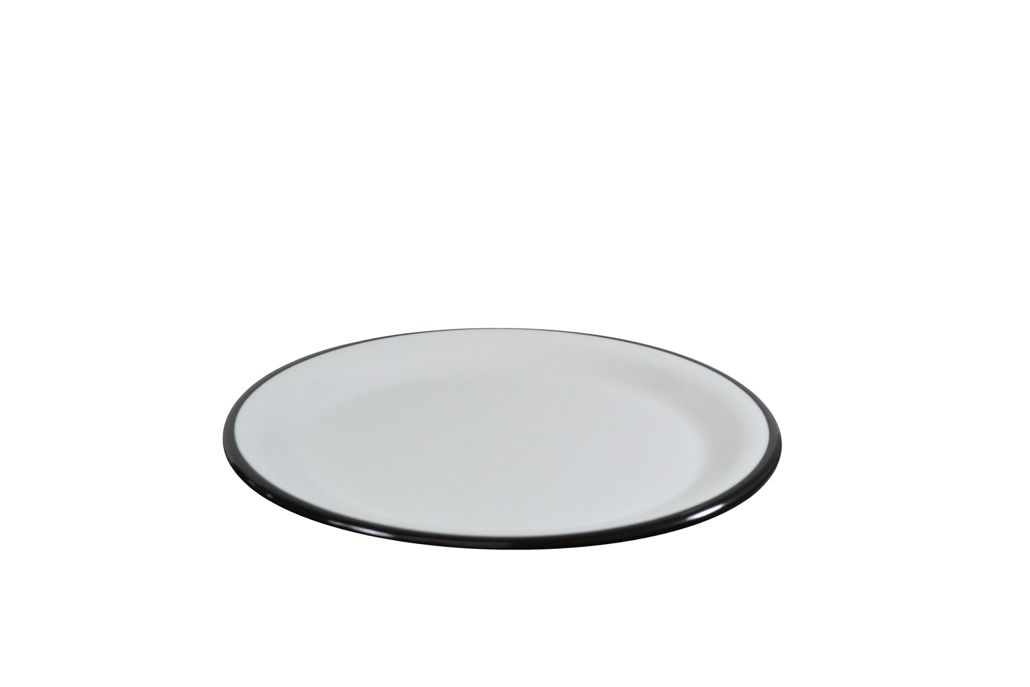 Jab Vintage White/Black Rim Enamel Look Plate 20cm