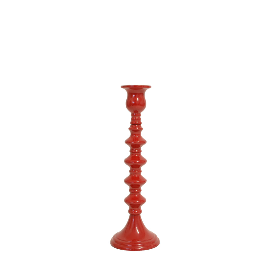Aluminium Candle Holder Red 8x8x24cm
