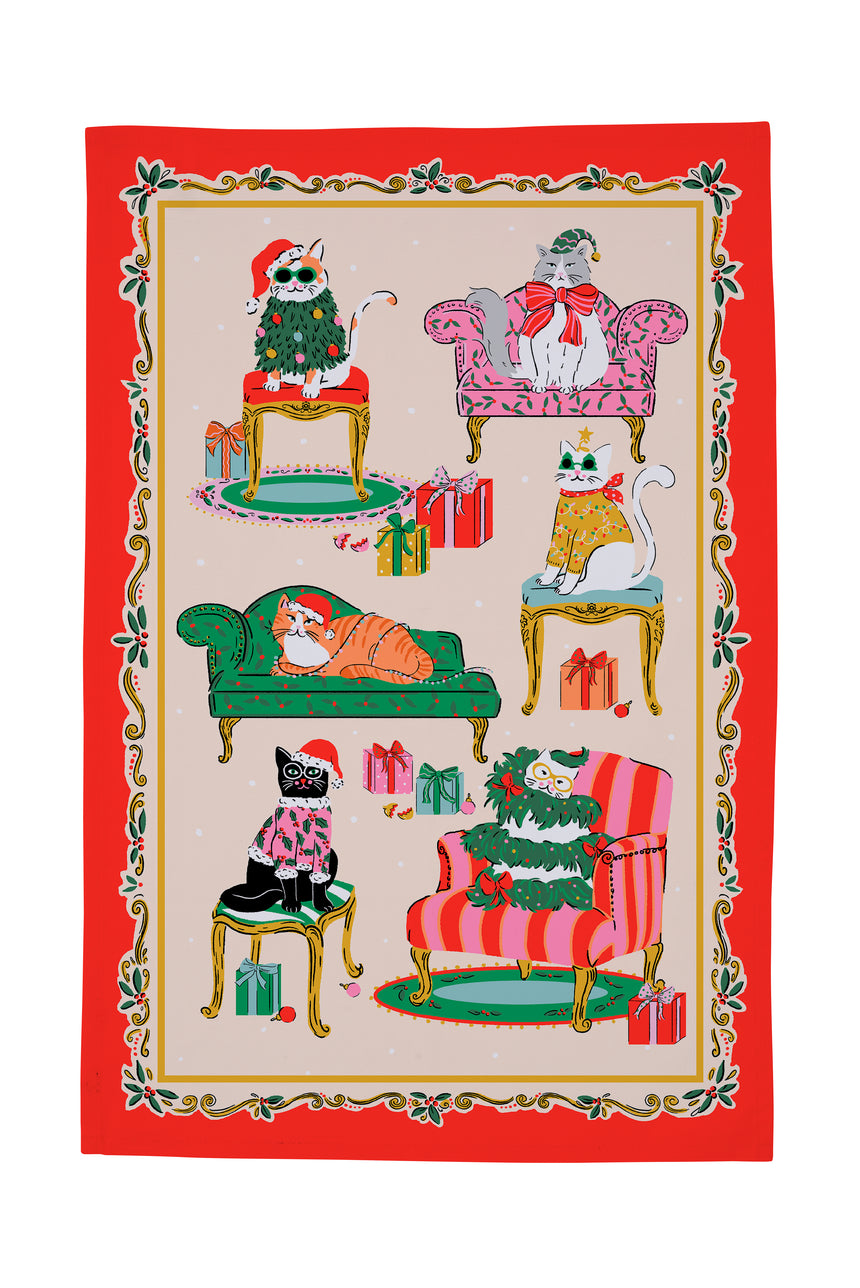 Ulster Weavers Christmas Cool Cats Cotton Tea Towel