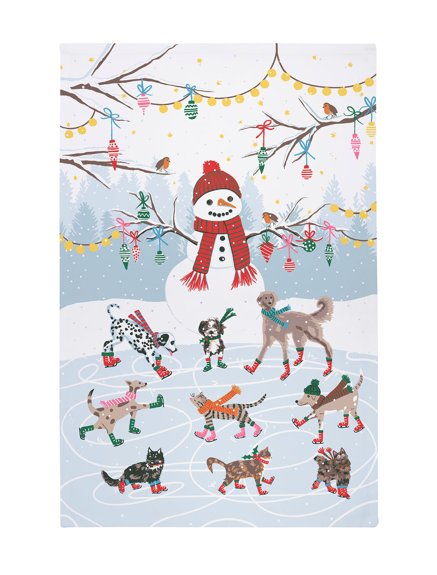 Ulster Weavers Ice Skating Animals Cotton Tea Towel