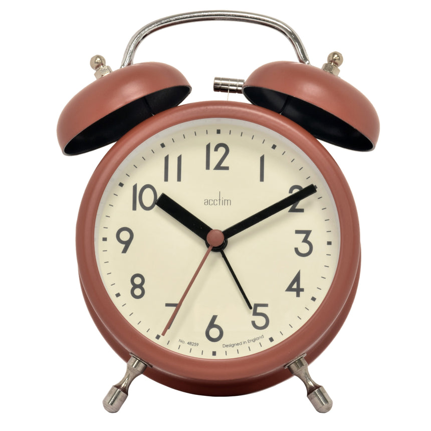 Acctim Hardwick Soft Coral Double bell alarm clock