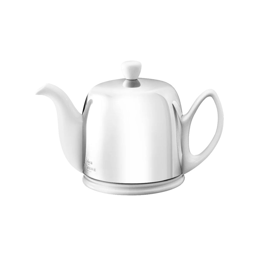 Degrenne Salam Classique White Teapot 4 Cups Mirror Cloche