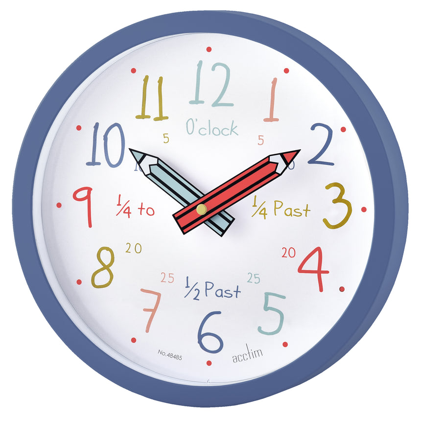 Acctim Alma 26cm Blue Time Teaching Wall Clock