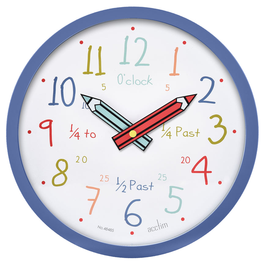 Acctim Alma 26cm Blue Time Teaching Wall Clock